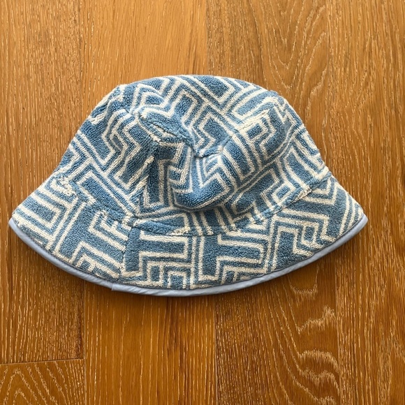 Blue and White Geometric Bucket Hat women’s terrycloth - Picture 5 of 6
